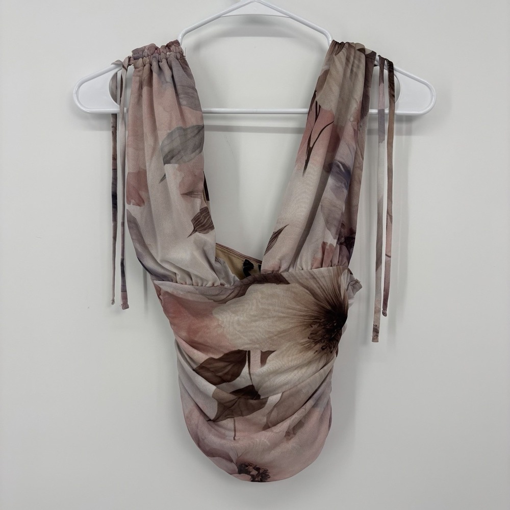 Windsor Taking‎ The Plunge Floral Mesh Crop Top Women's Small